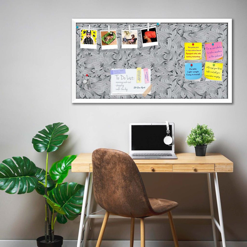 Hand-Drawn Waves D1 Bulletin Board Notice Pin Board Soft Board | Framed