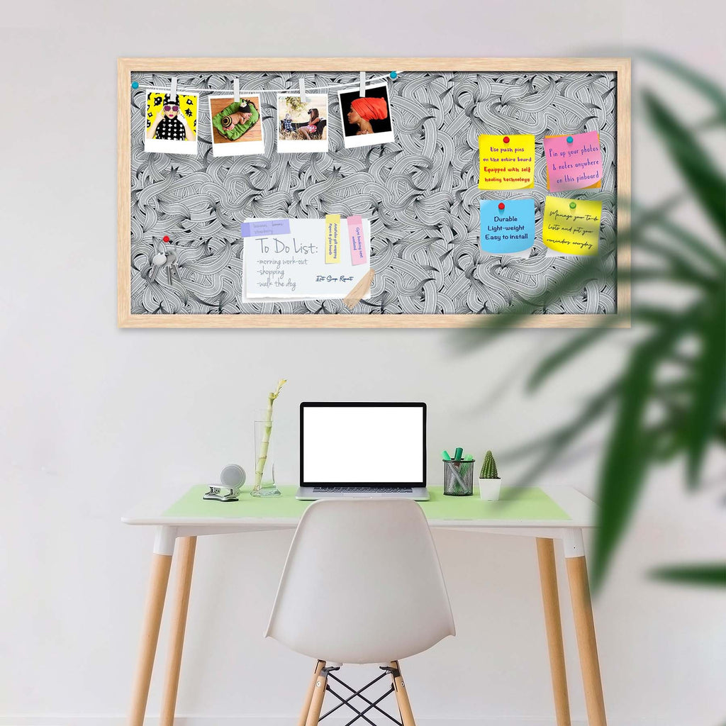 Hand-Drawn Waves D1 Bulletin Board Notice Pin Board Soft Board | Framed