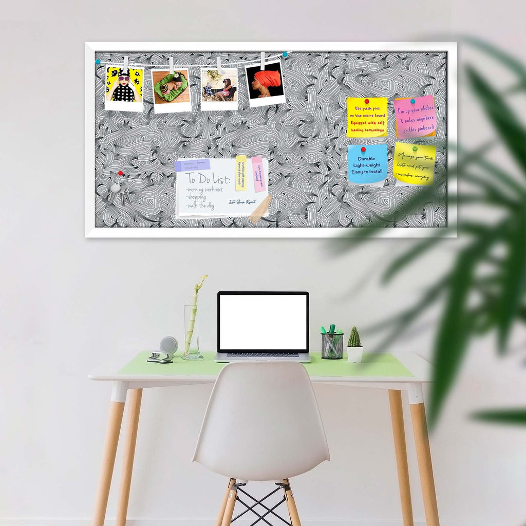 Hand-Drawn Waves D1 Bulletin Board Notice Pin Board Soft Board | Framed