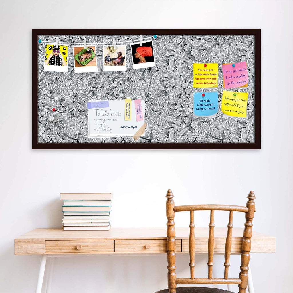Hand-Drawn Waves D1 Bulletin Board Notice Pin Board Soft Board | Framed