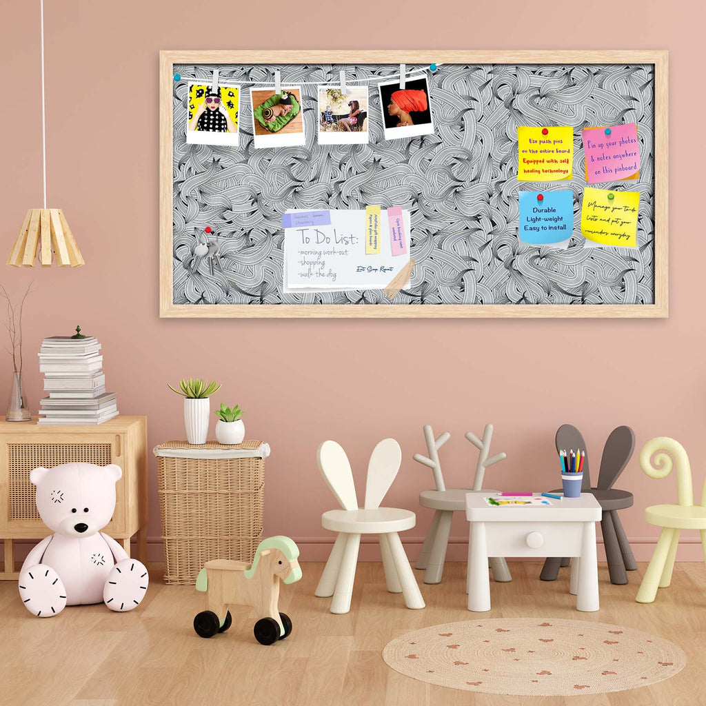 Hand-Drawn Waves D1 Bulletin Board Notice Pin Board Soft Board | Framed