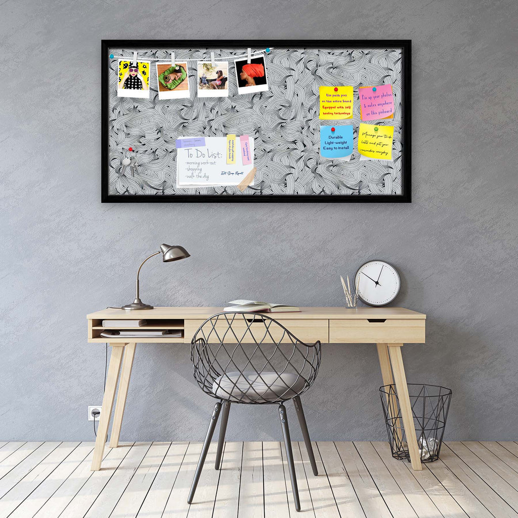 Hand-Drawn Waves D1 Bulletin Board Notice Pin Board Soft Board | Framed