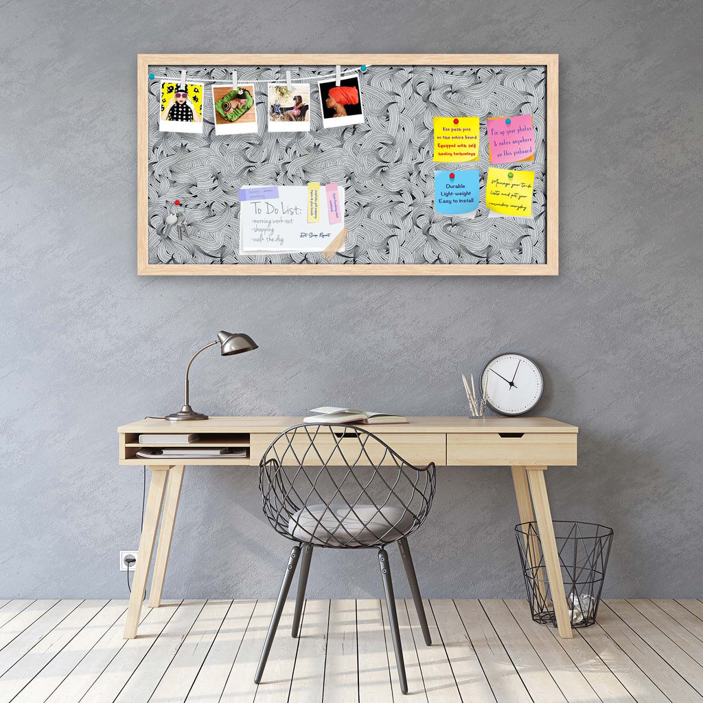 Hand-Drawn Waves D1 Bulletin Board Notice Pin Board Soft Board | Framed