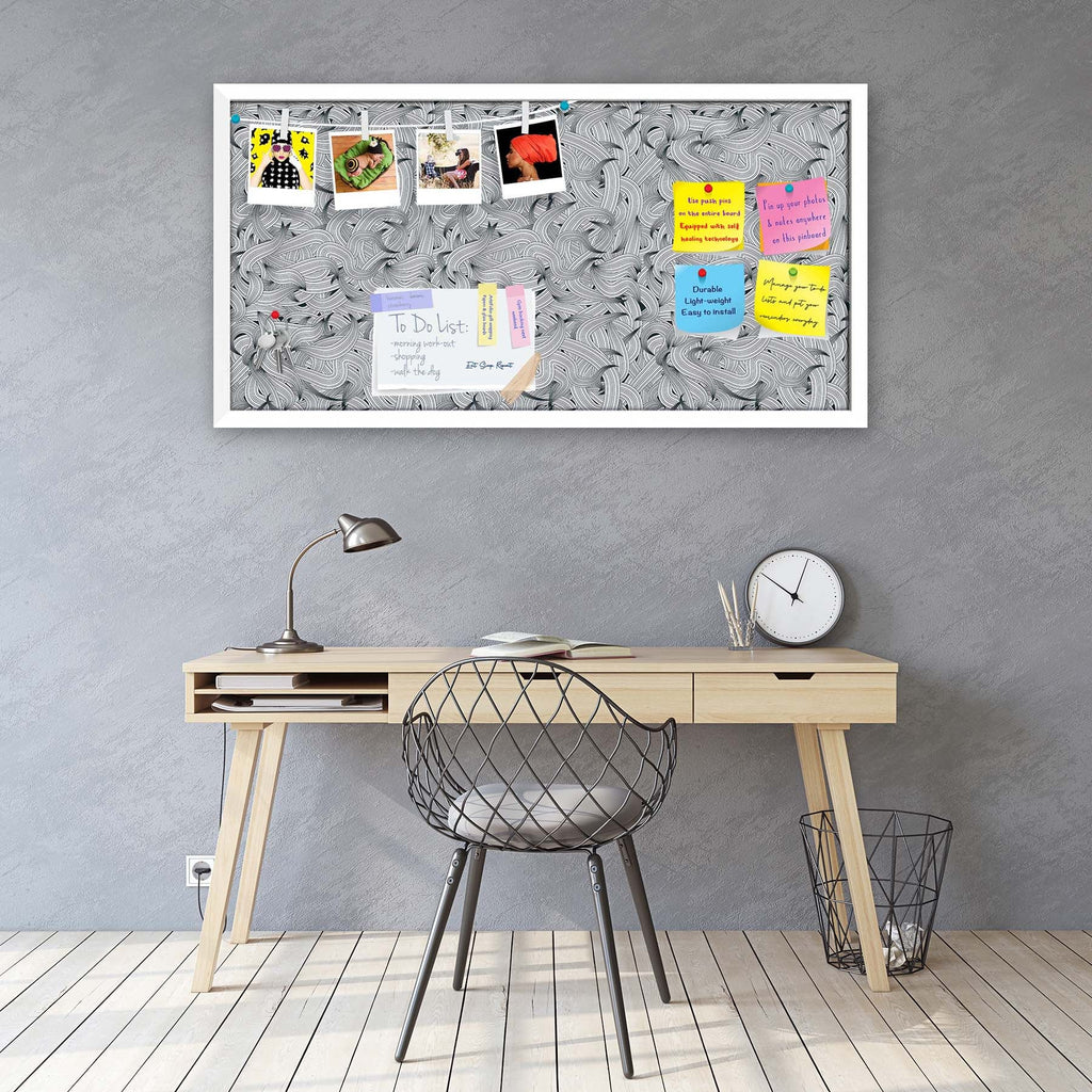 Hand-Drawn Waves D1 Bulletin Board Notice Pin Board Soft Board | Framed