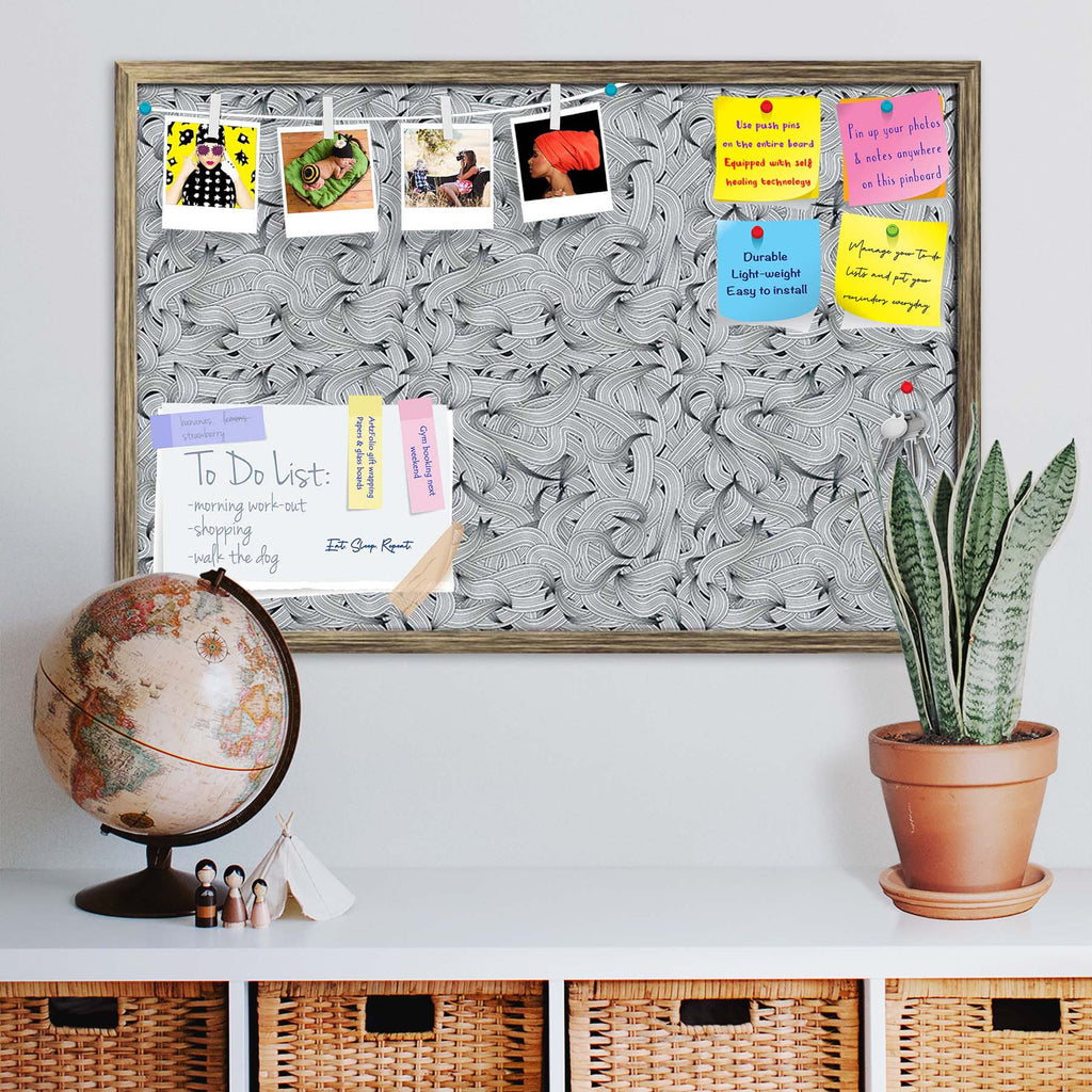 Hand-Drawn Waves D1 Bulletin Board Notice Pin Board Soft Board | Framed