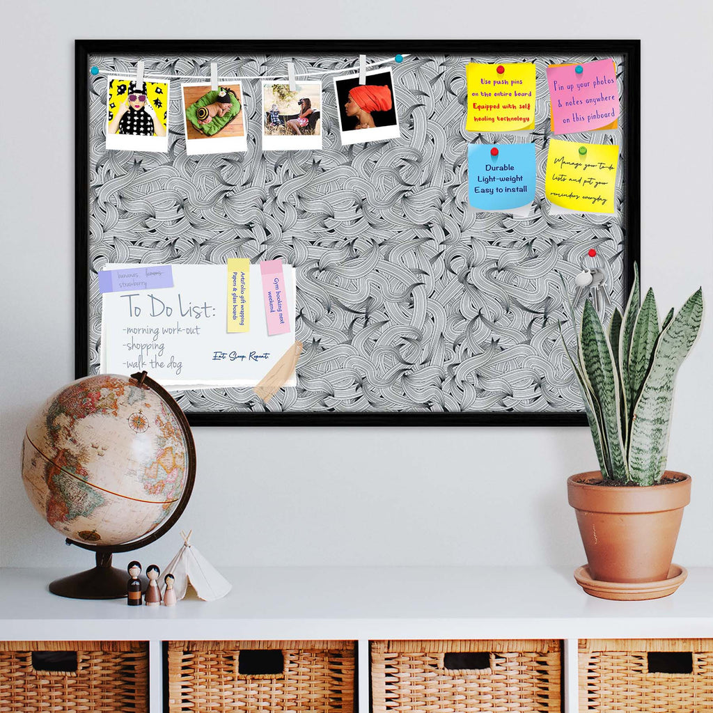 Hand-Drawn Waves D1 Bulletin Board Notice Pin Board Soft Board | Framed