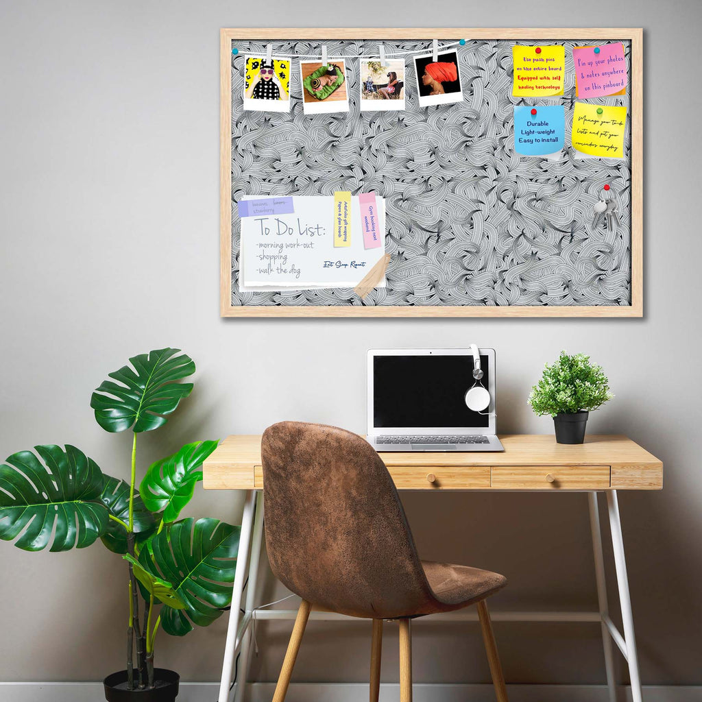 Hand-Drawn Waves D1 Bulletin Board Notice Pin Board Soft Board | Framed