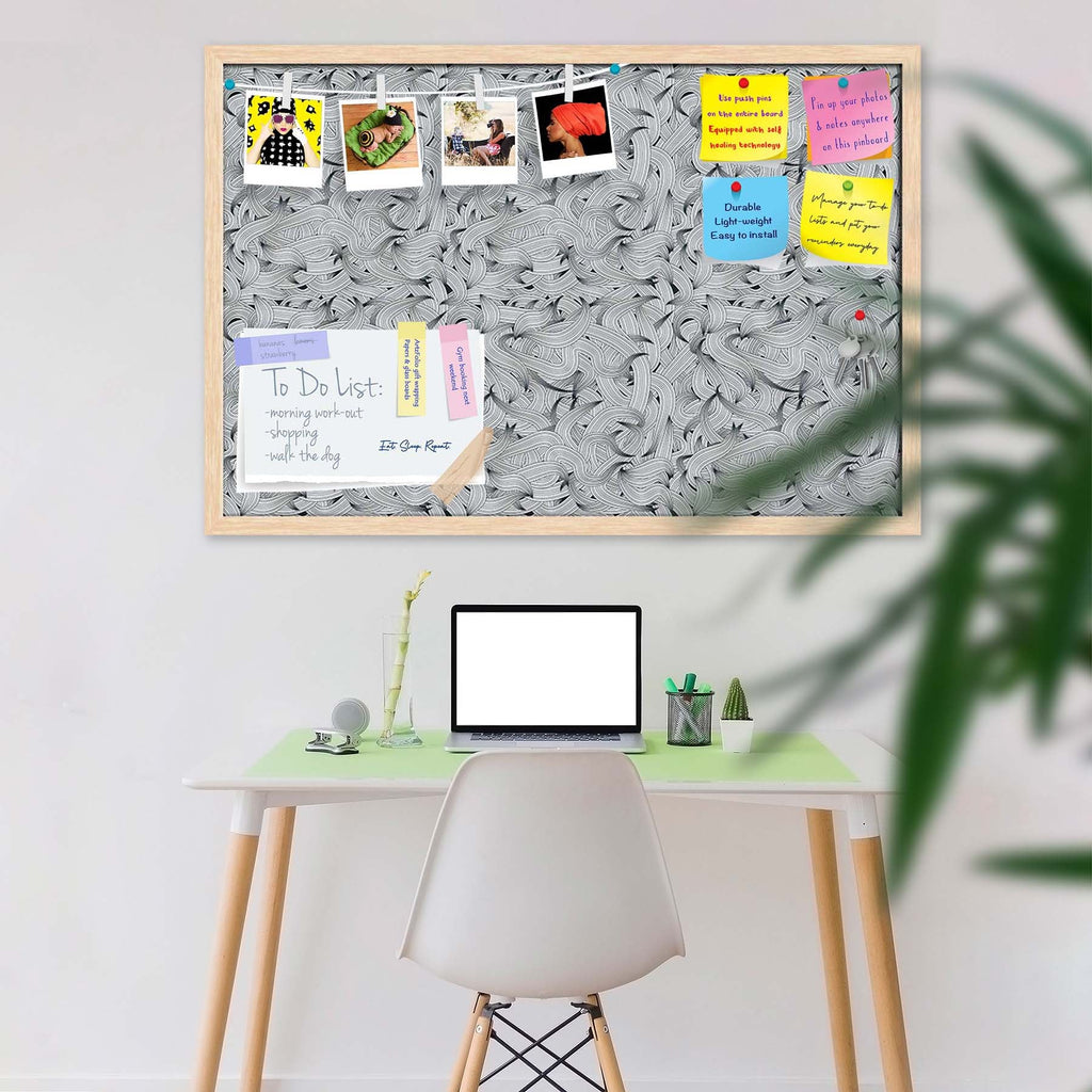 Hand-Drawn Waves D1 Bulletin Board Notice Pin Board Soft Board | Framed