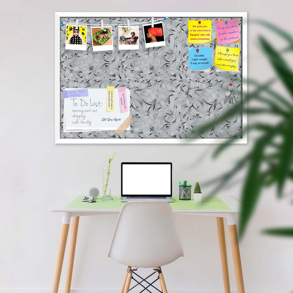 Hand-Drawn Waves D1 Bulletin Board Notice Pin Board Soft Board | Framed