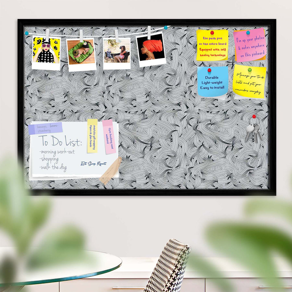 Hand-Drawn Waves D1 Bulletin Board Notice Pin Board Soft Board | Framed