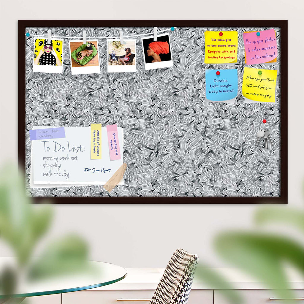 Hand-Drawn Waves D1 Bulletin Board Notice Pin Board Soft Board | Framed