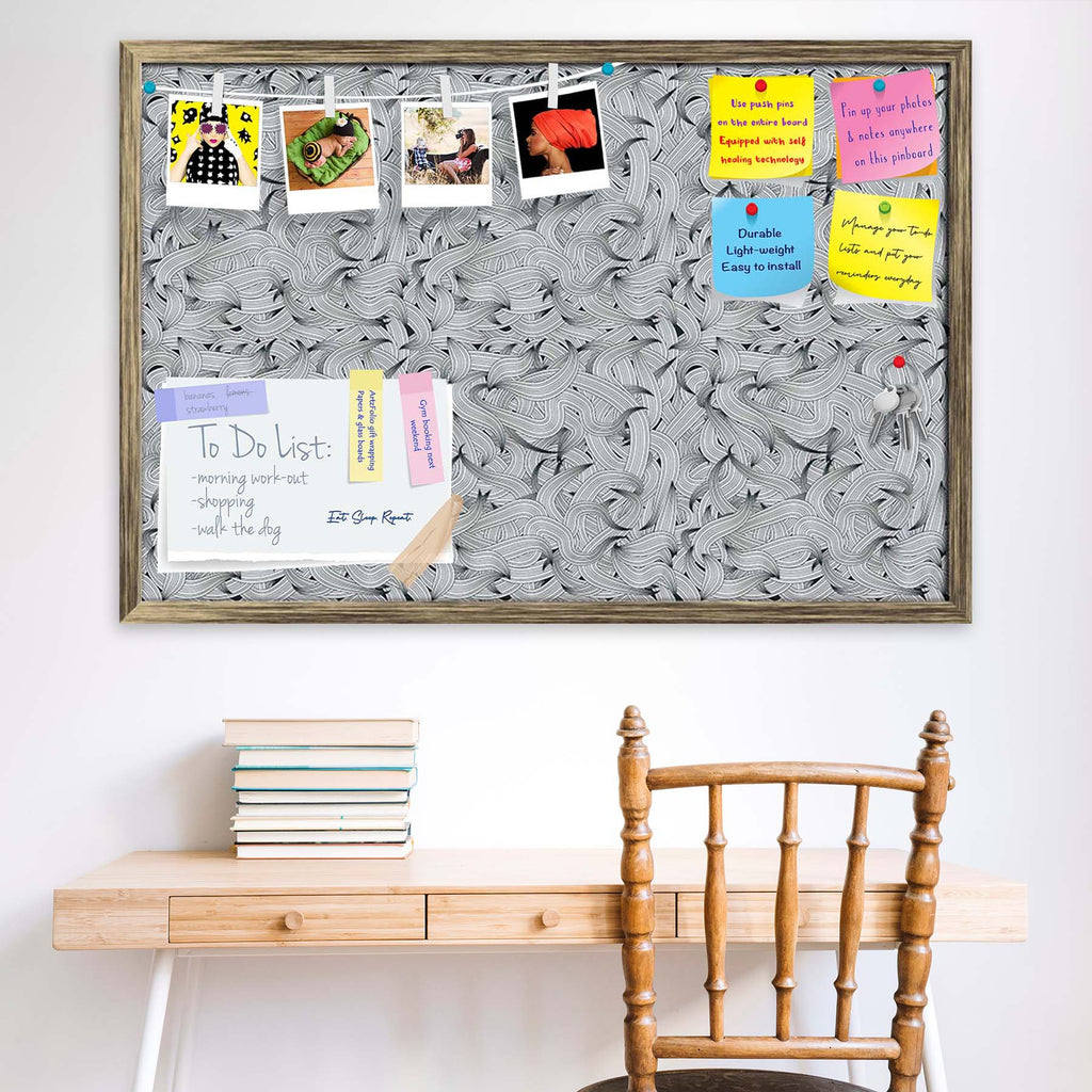 Hand-Drawn Waves D1 Bulletin Board Notice Pin Board Soft Board | Framed