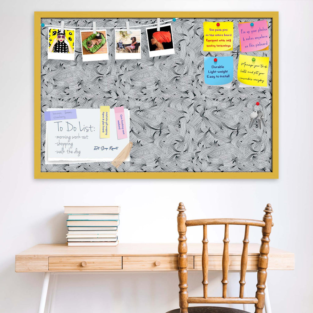 Hand-Drawn Waves D1 Bulletin Board Notice Pin Board Soft Board | Framed