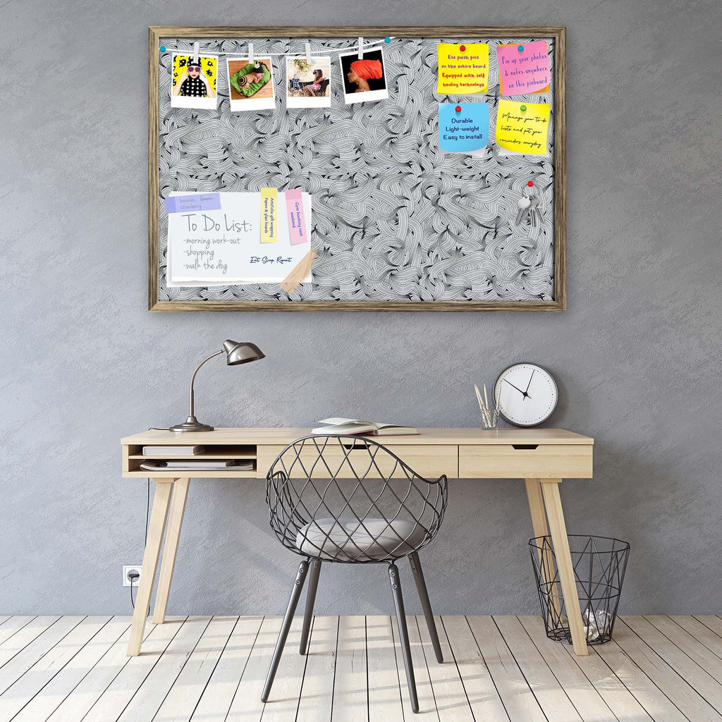 Hand-Drawn Waves D1 Bulletin Board Notice Pin Board Soft Board | Framed