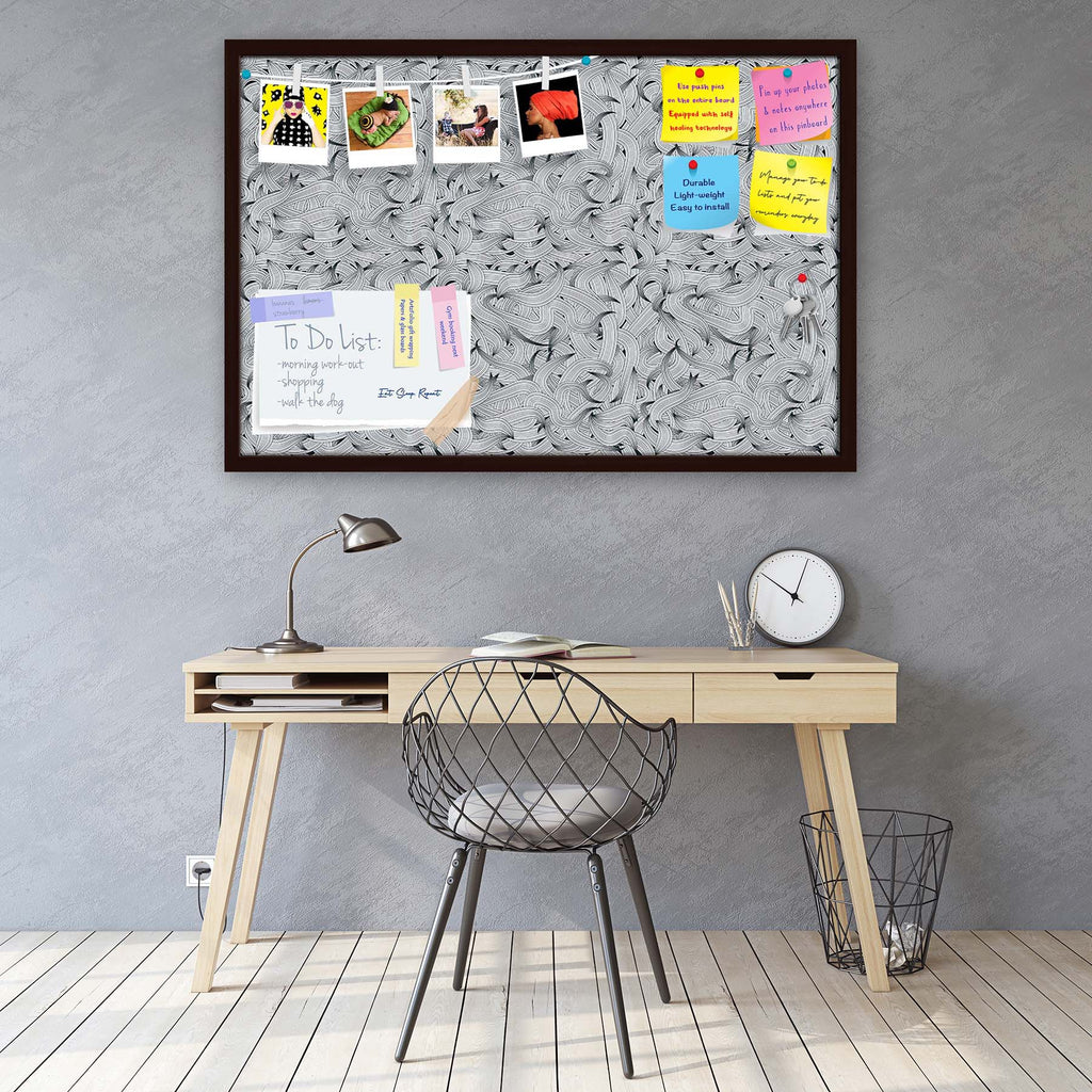Hand-Drawn Waves D1 Bulletin Board Notice Pin Board Soft Board | Framed