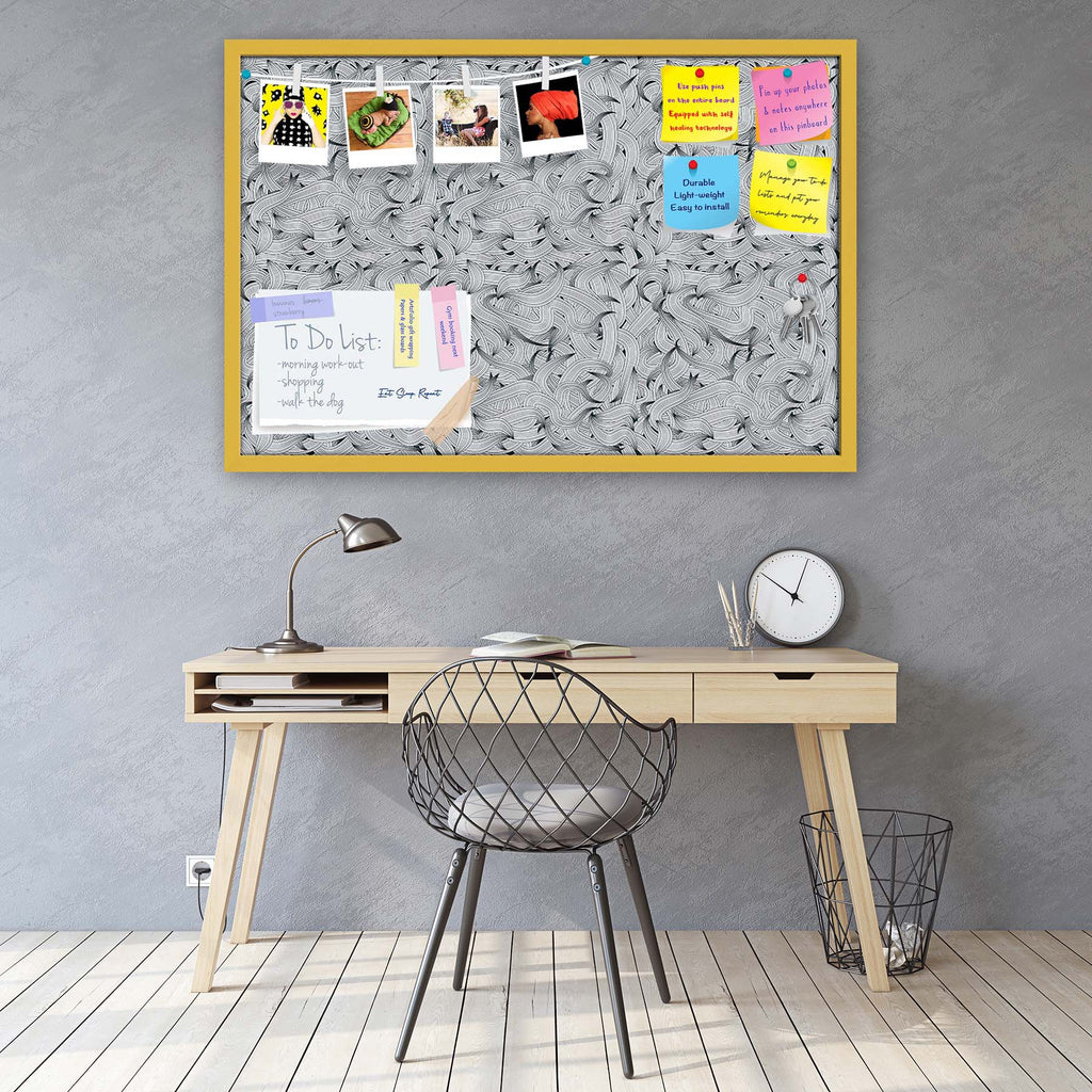 Hand-Drawn Waves D1 Bulletin Board Notice Pin Board Soft Board | Framed