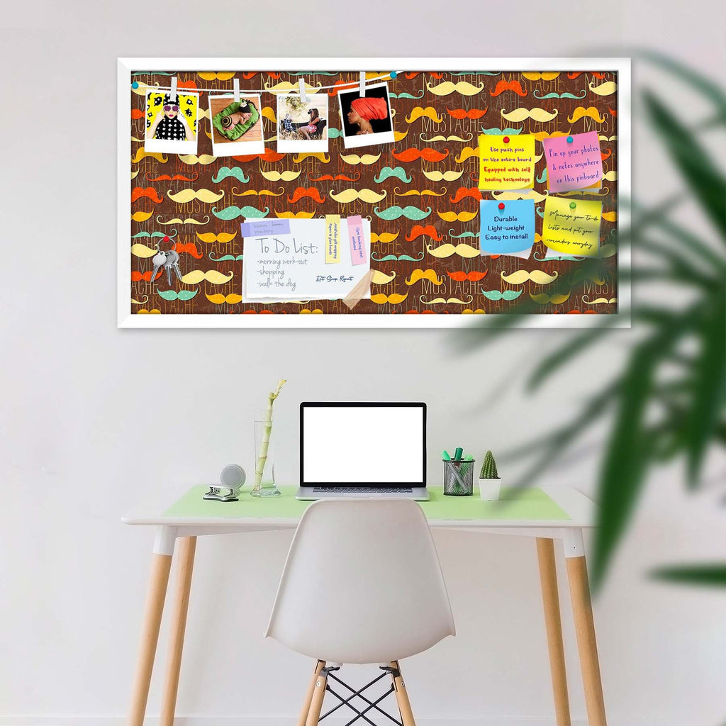 Vintage Mustache D1 Bulletin Board Notice Pin Board Soft Board | Framed