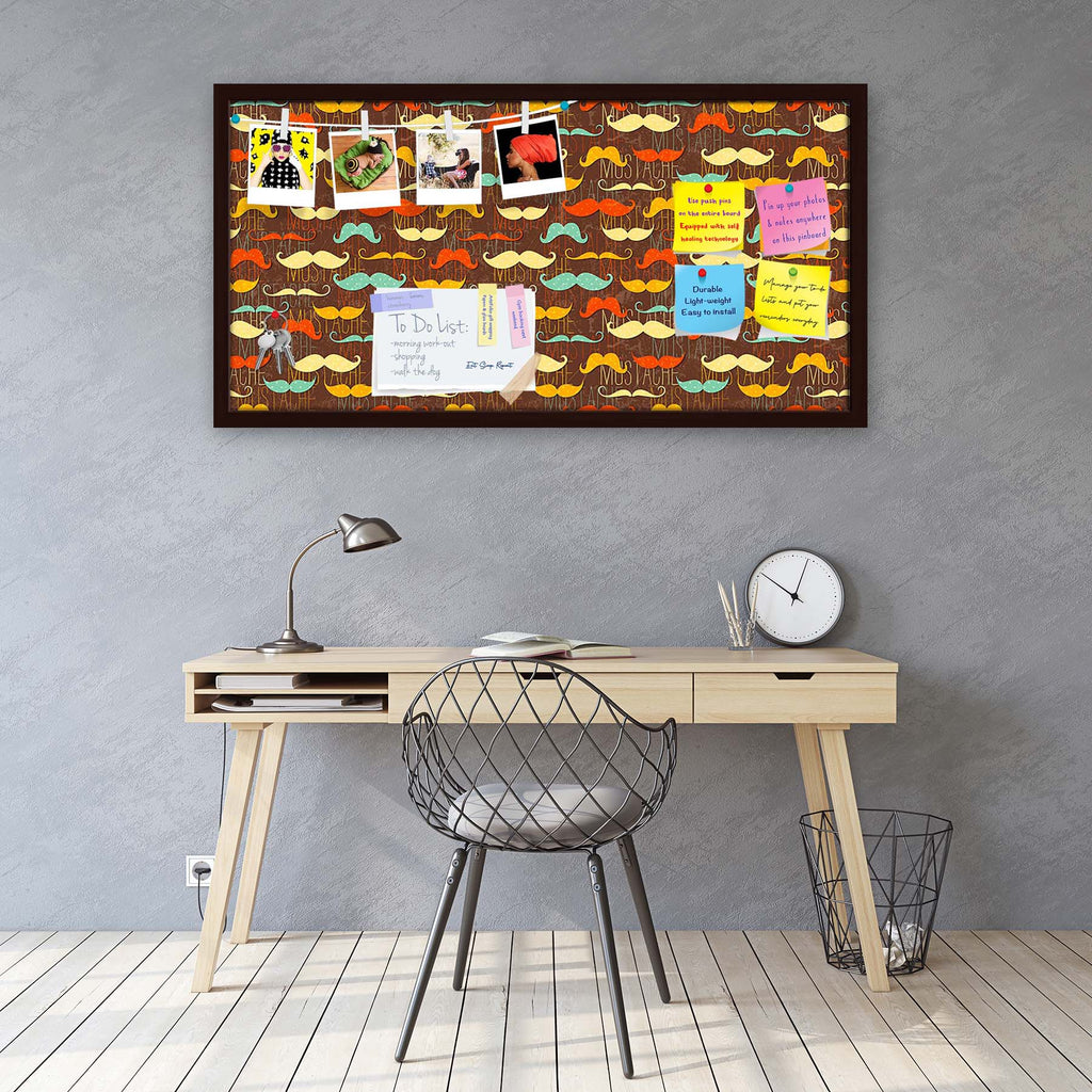 Vintage Mustache D1 Bulletin Board Notice Pin Board Soft Board | Framed