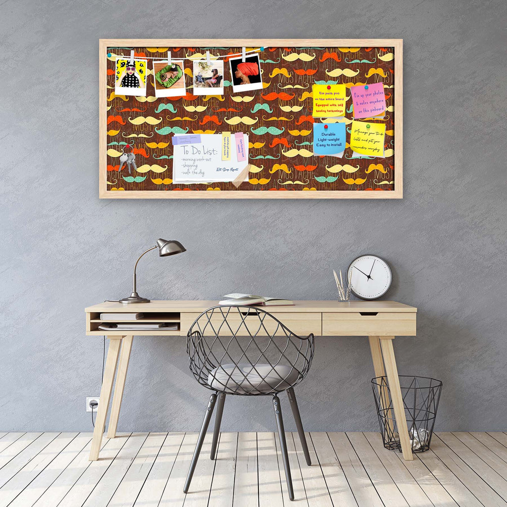Vintage Mustache D1 Bulletin Board Notice Pin Board Soft Board | Framed