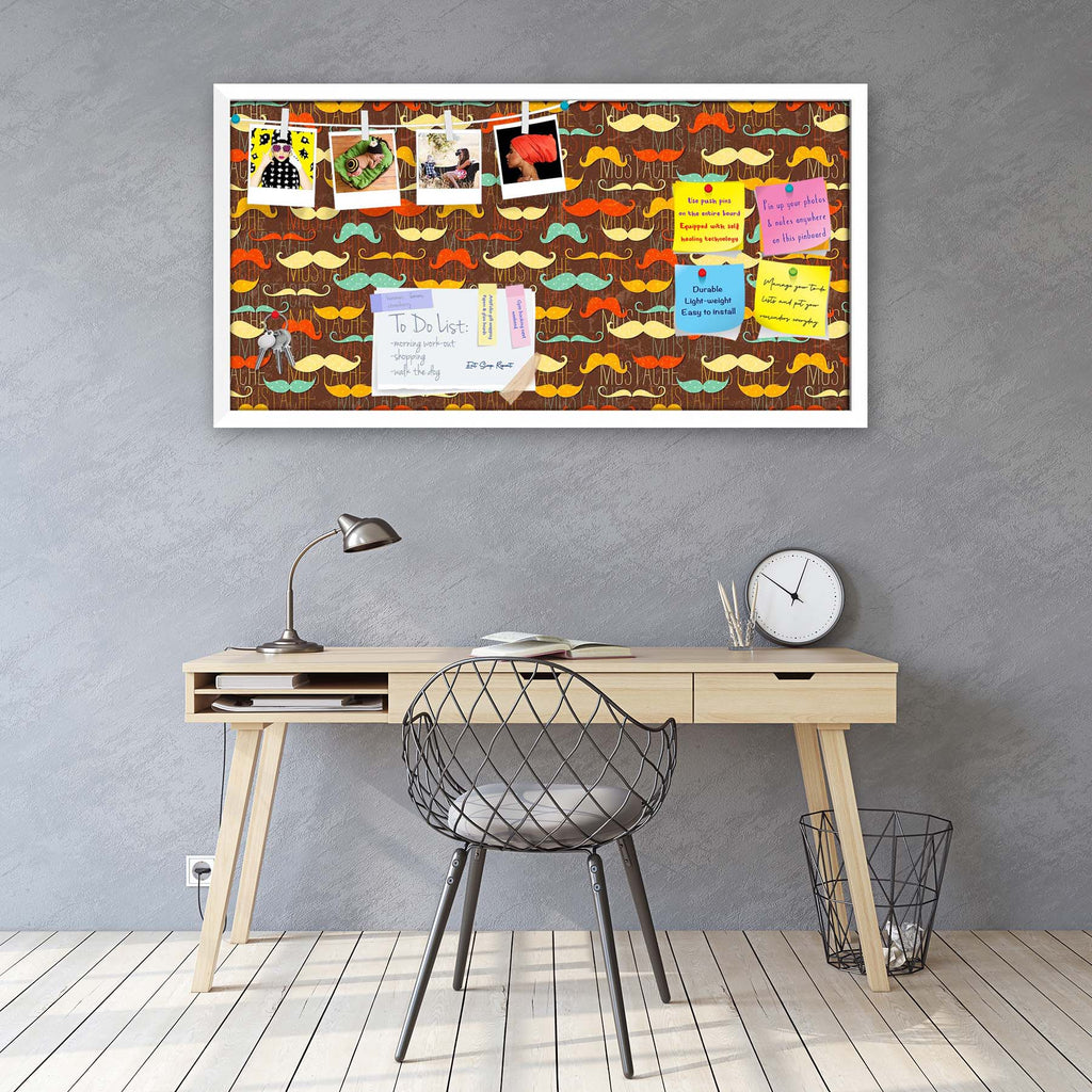 Vintage Mustache D1 Bulletin Board Notice Pin Board Soft Board | Framed