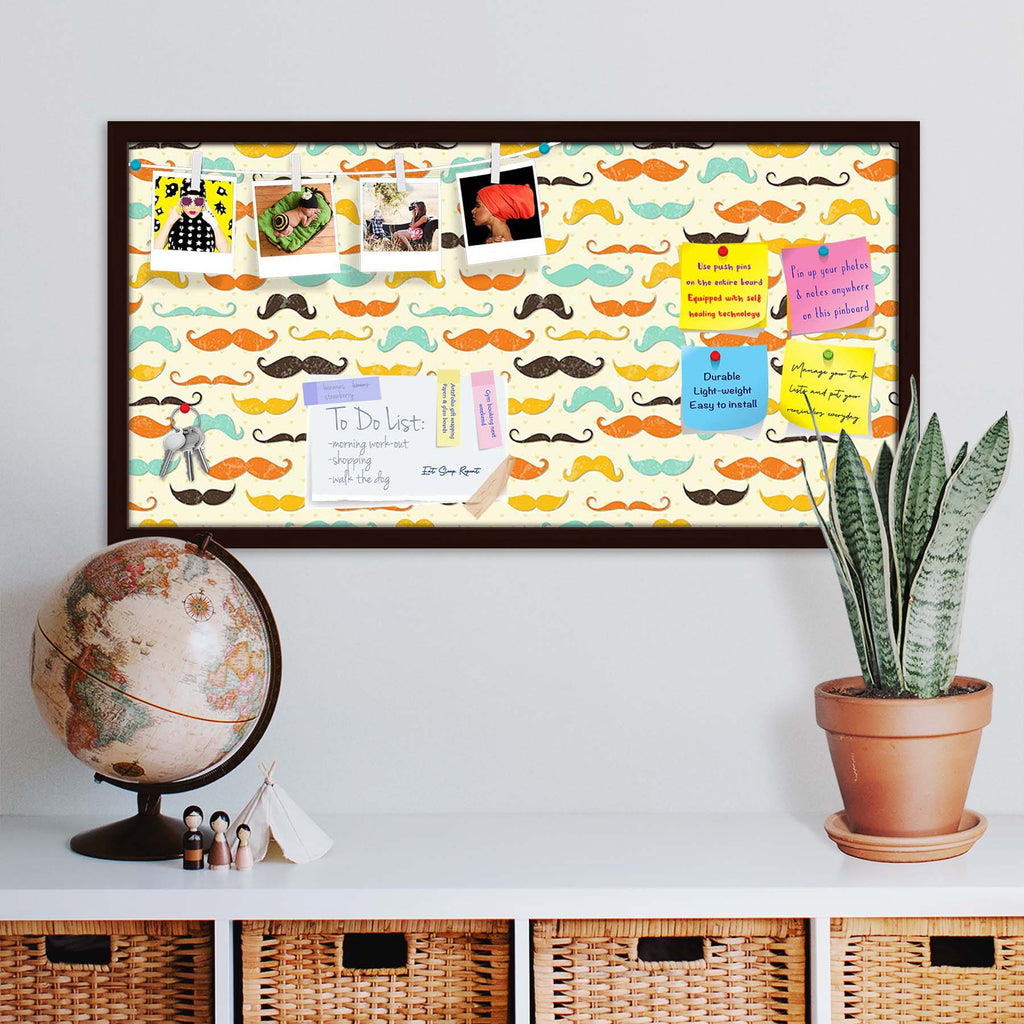 Vintage Mustache D2 Bulletin Board Notice Pin Board Soft Board | Framed