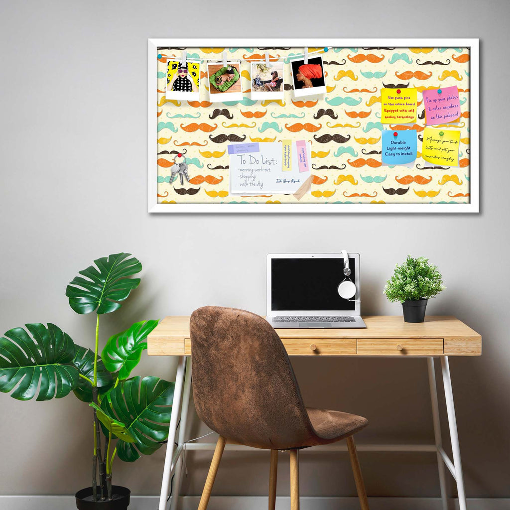 Vintage Mustache D2 Bulletin Board Notice Pin Board Soft Board | Framed