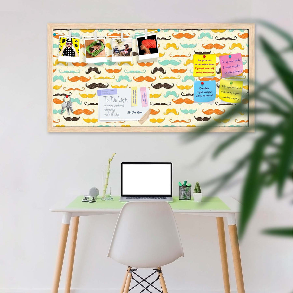 Vintage Mustache D2 Bulletin Board Notice Pin Board Soft Board | Framed