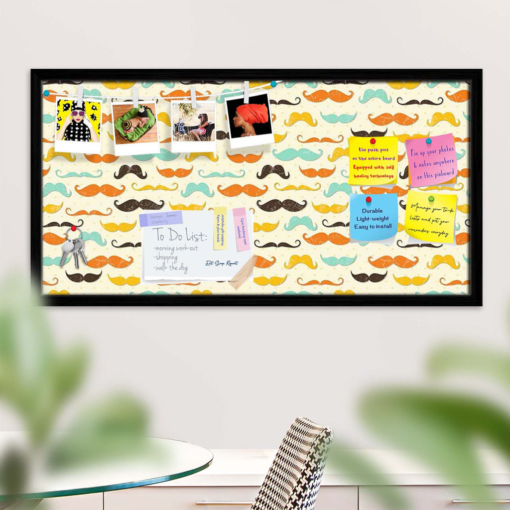 Vintage Mustache D2 Bulletin Board Notice Pin Board Soft Board | Framed