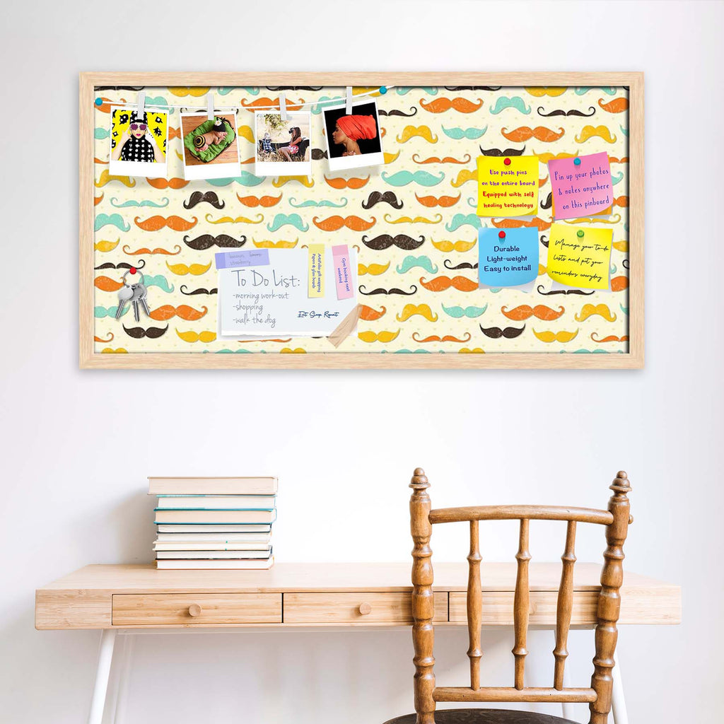 Vintage Mustache D2 Bulletin Board Notice Pin Board Soft Board | Framed