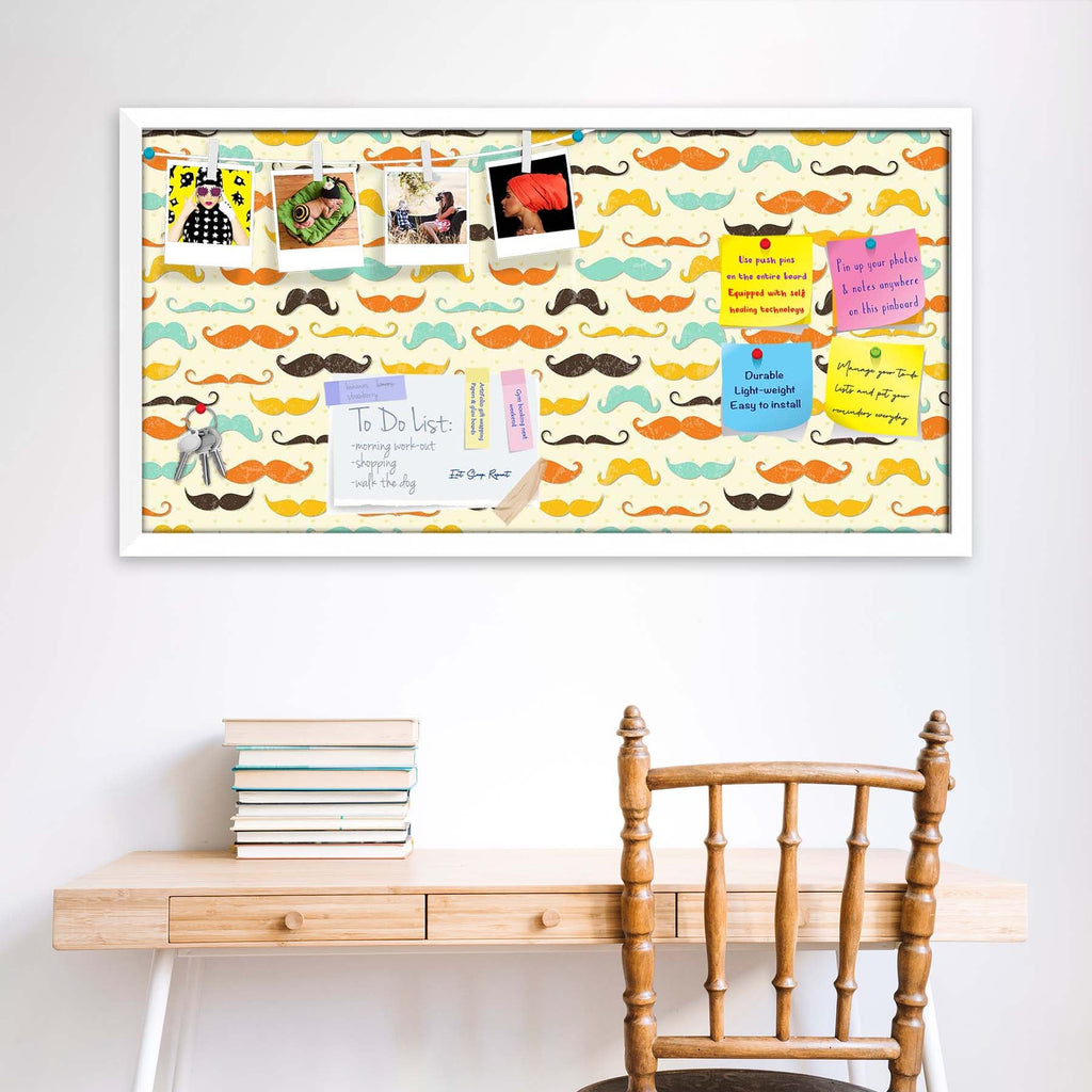 Vintage Mustache D2 Bulletin Board Notice Pin Board Soft Board | Framed