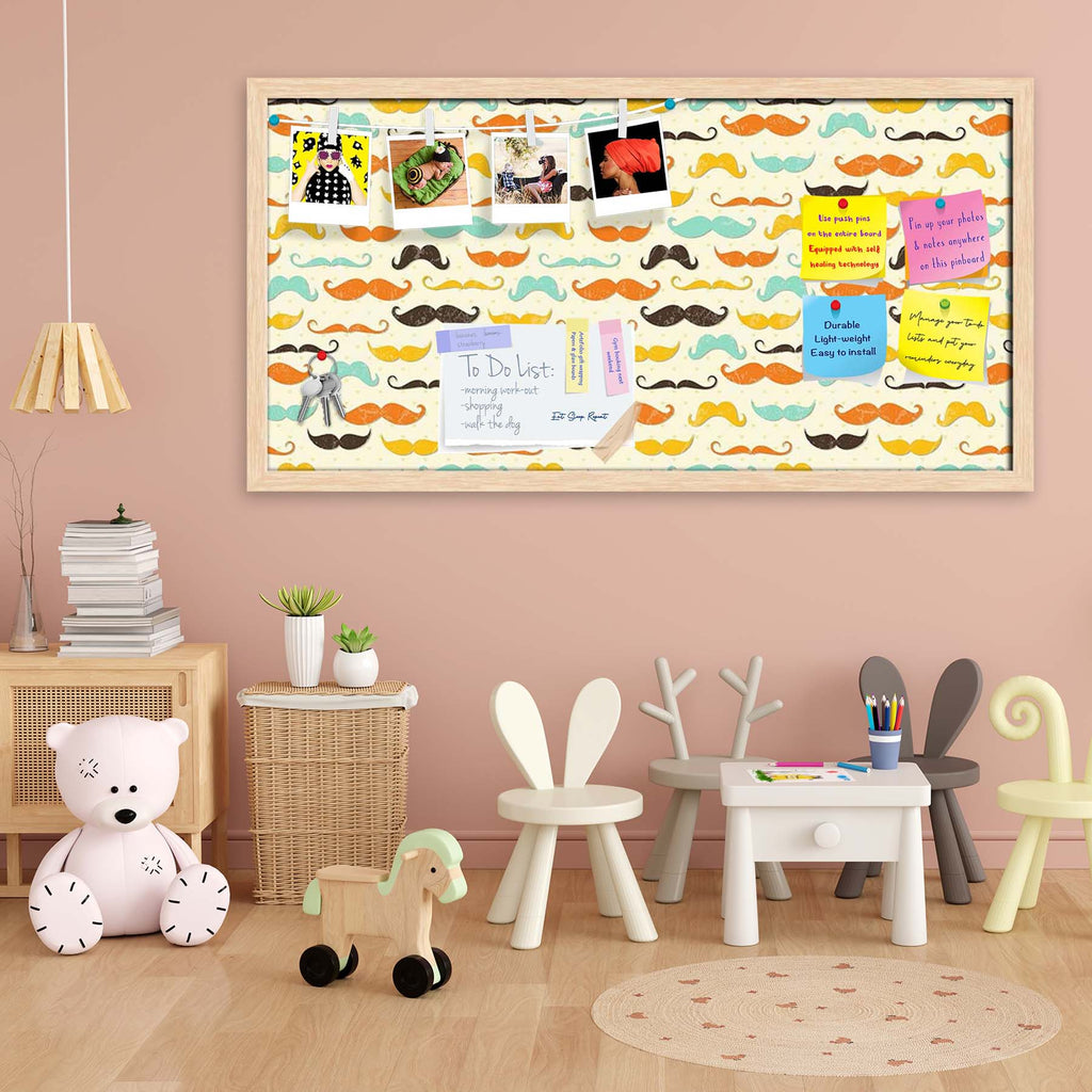 Vintage Mustache D2 Bulletin Board Notice Pin Board Soft Board | Framed