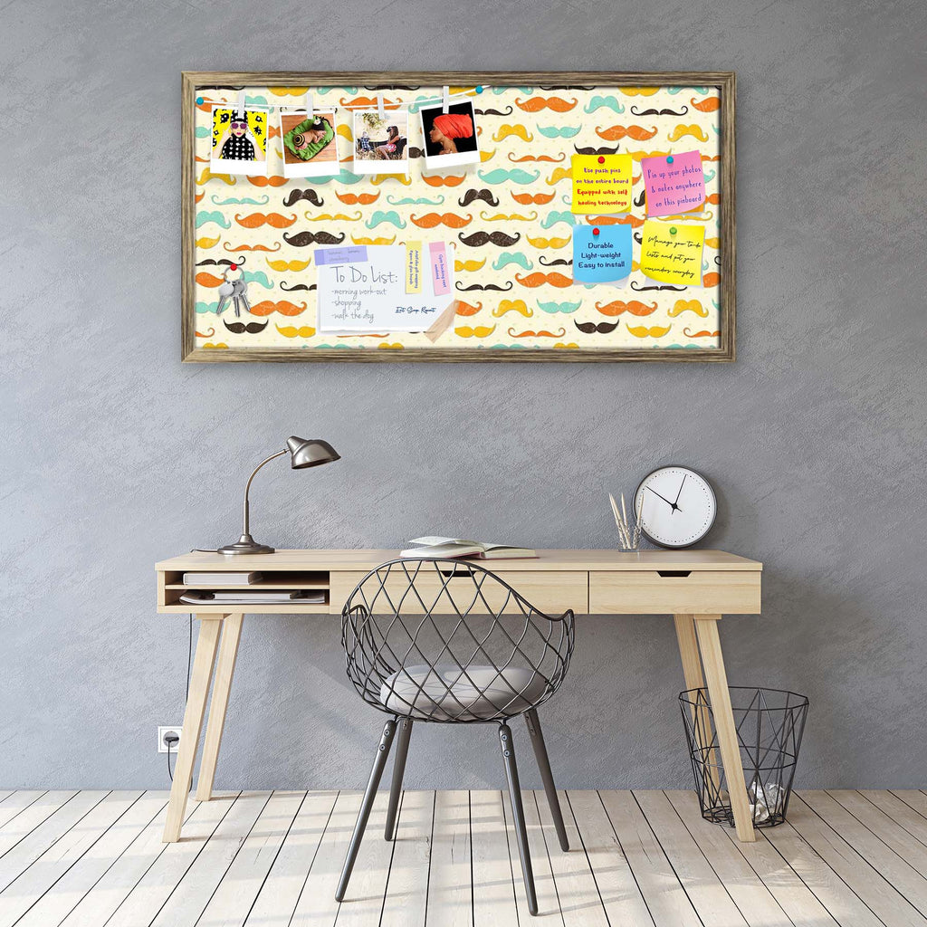 Vintage Mustache D2 Bulletin Board Notice Pin Board Soft Board | Framed