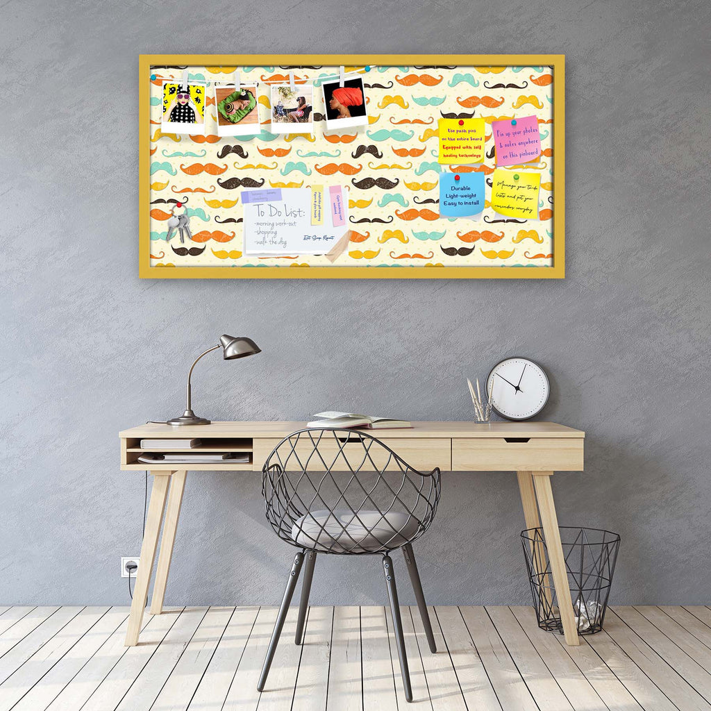 Vintage Mustache D2 Bulletin Board Notice Pin Board Soft Board | Framed