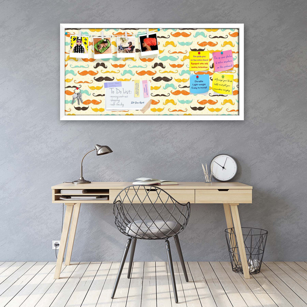 Vintage Mustache D2 Bulletin Board Notice Pin Board Soft Board | Framed