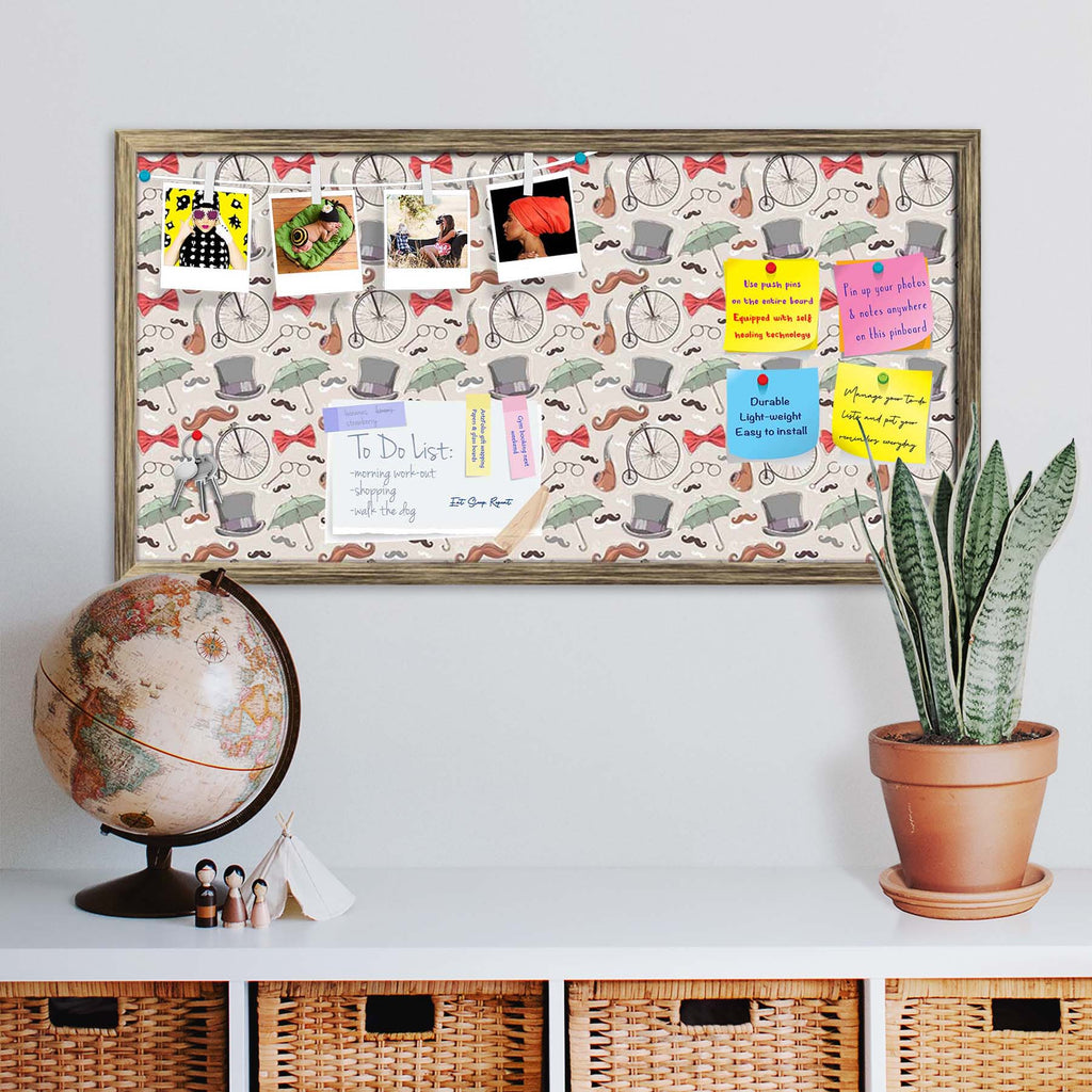 Vintage Retro Objects Bulletin Board Notice Pin Board Soft Board | Framed