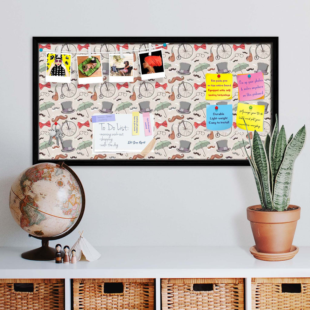 Vintage Retro Objects Bulletin Board Notice Pin Board Soft Board | Framed