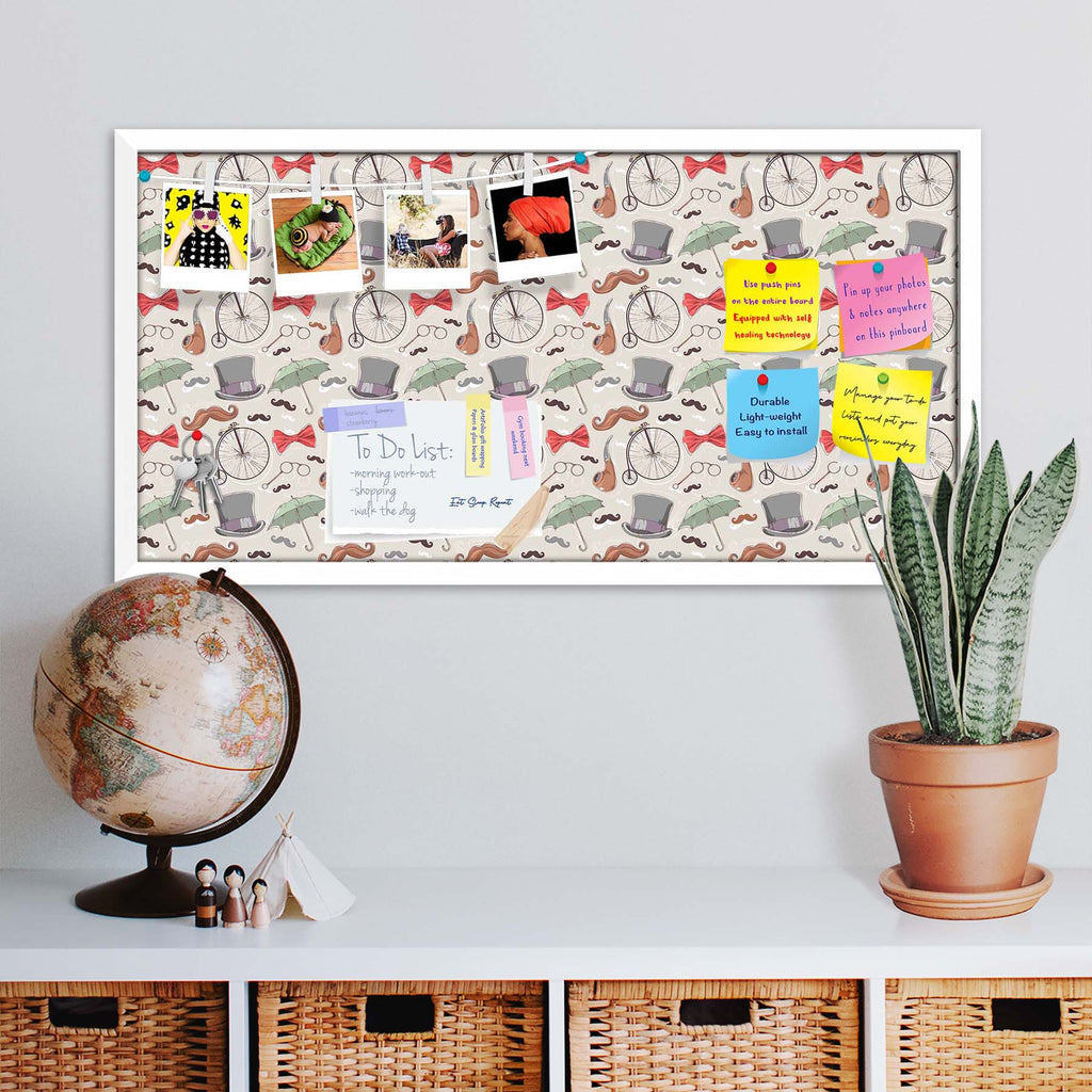 Vintage Retro Objects Bulletin Board Notice Pin Board Soft Board | Framed