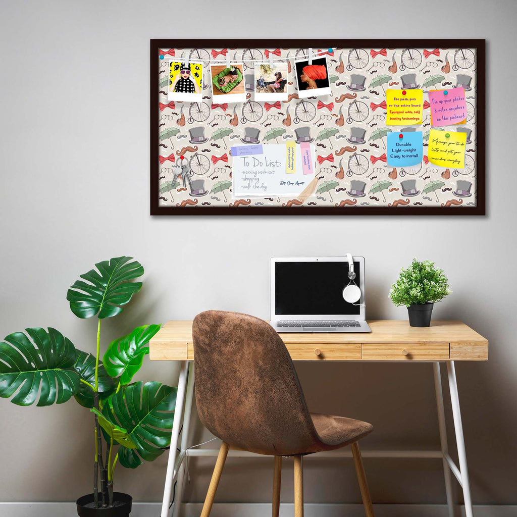 Vintage Retro Objects Bulletin Board Notice Pin Board Soft Board | Framed