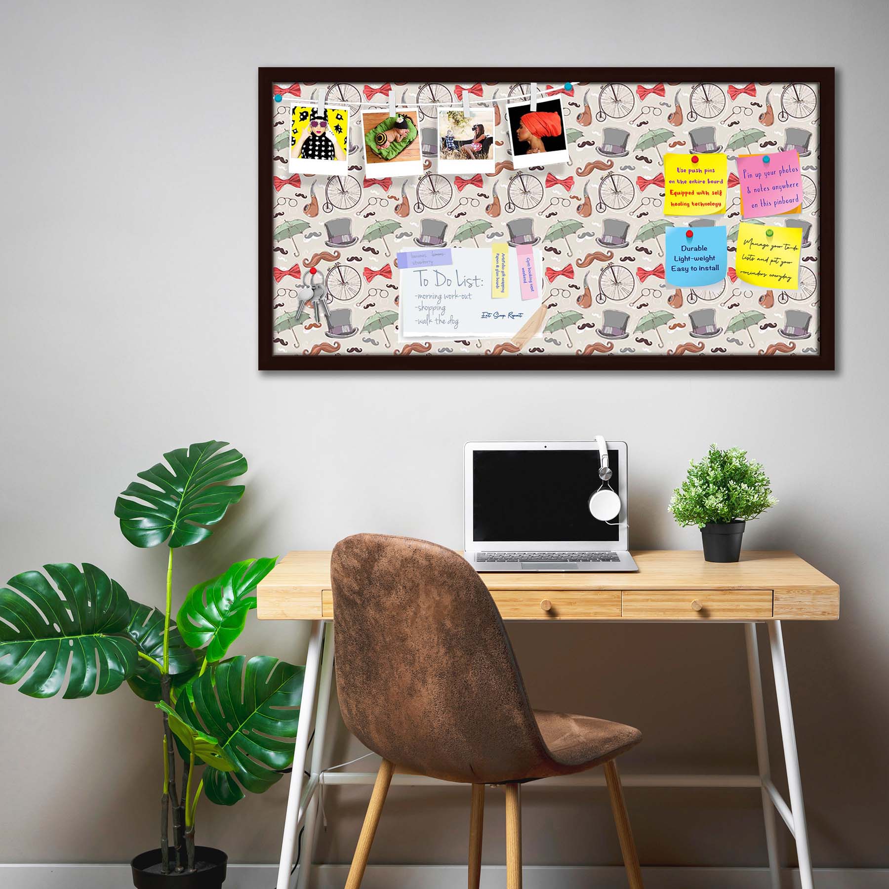 Vintage Retro Objects Bulletin Board Notice Pin Board Soft Board | Framed