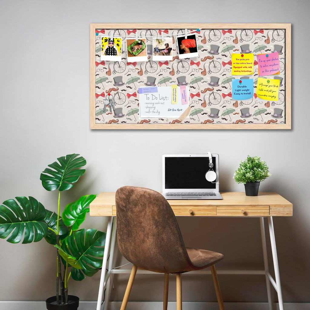 Vintage Retro Objects Bulletin Board Notice Pin Board Soft Board | Framed
