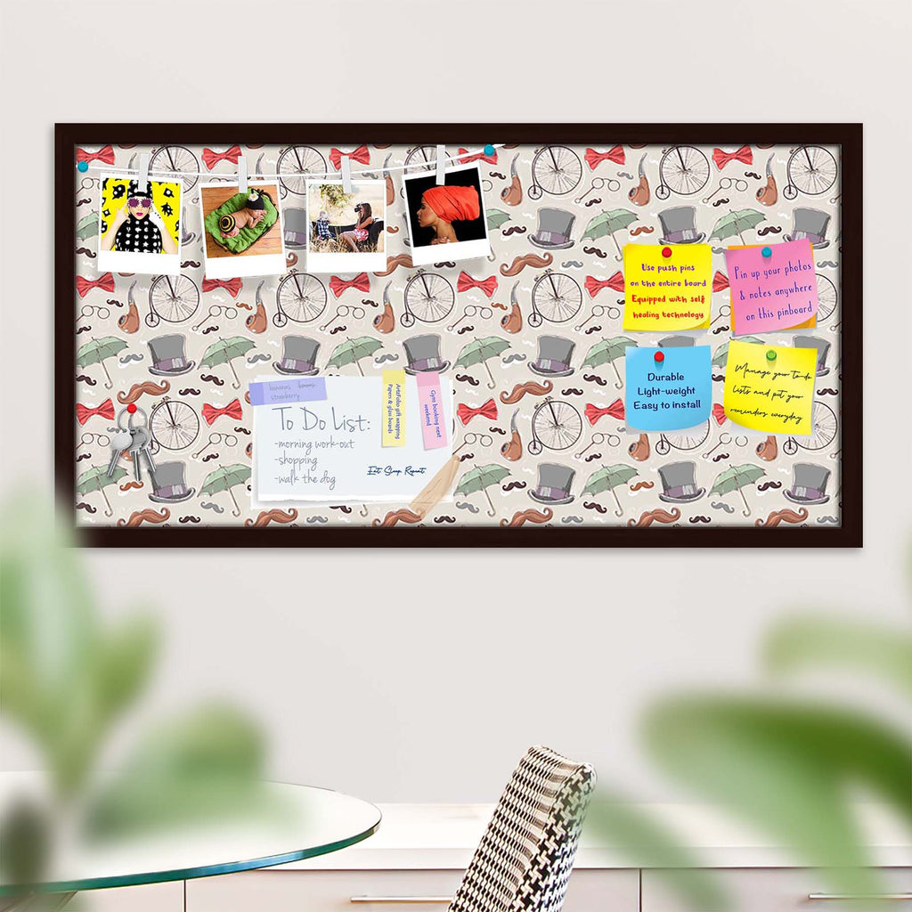 Vintage Retro Objects Bulletin Board Notice Pin Board Soft Board | Framed
