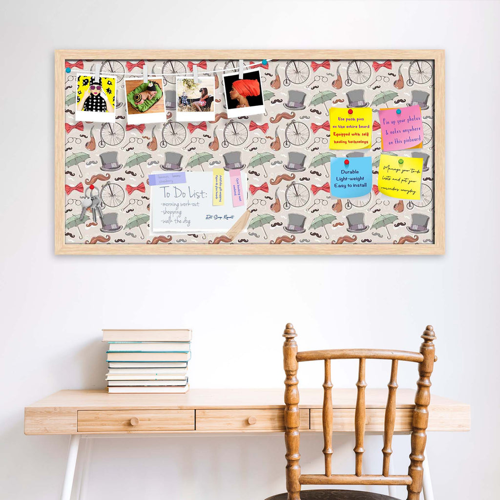 Vintage Retro Objects Bulletin Board Notice Pin Board Soft Board | Framed