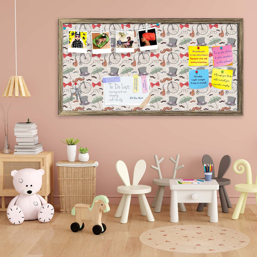 Vintage Retro Objects Bulletin Board Notice Pin Board Soft Board | Framed