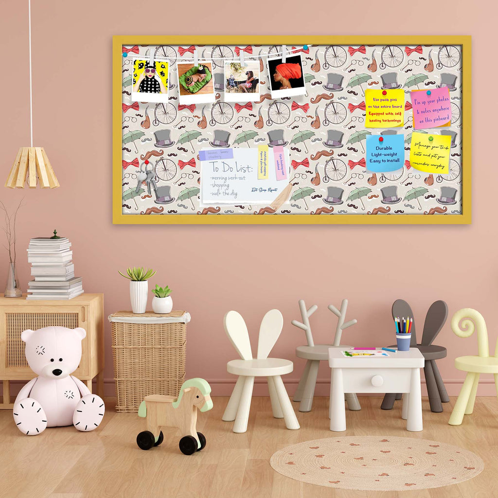 Vintage Retro Objects Bulletin Board Notice Pin Board Soft Board | Framed