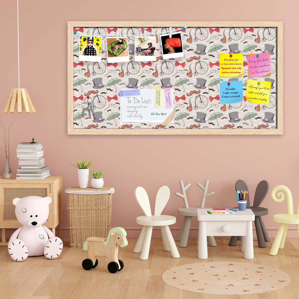 Vintage Retro Objects Bulletin Board Notice Pin Board Soft Board | Framed