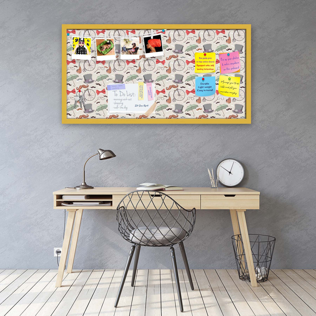 Vintage Retro Objects Bulletin Board Notice Pin Board Soft Board | Framed