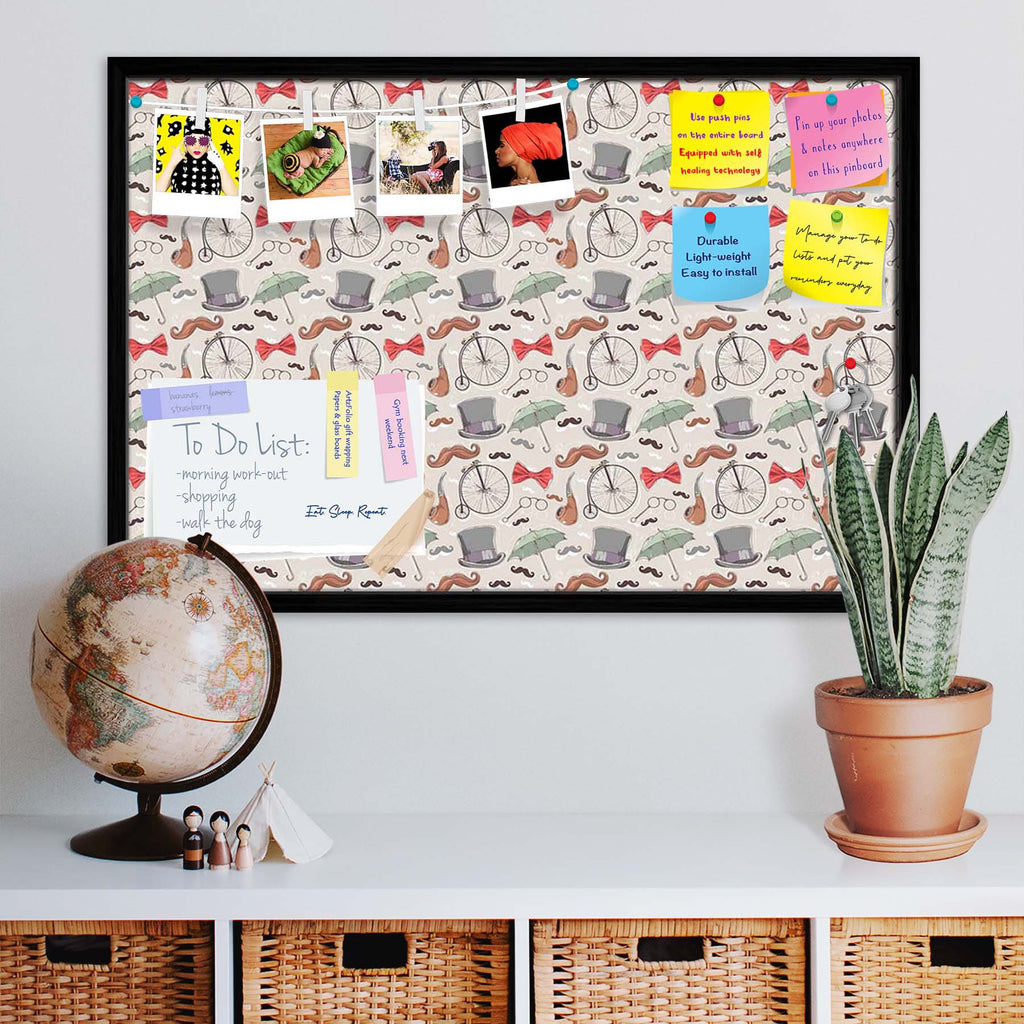 Vintage Retro Objects Bulletin Board Notice Pin Board Soft Board | Framed