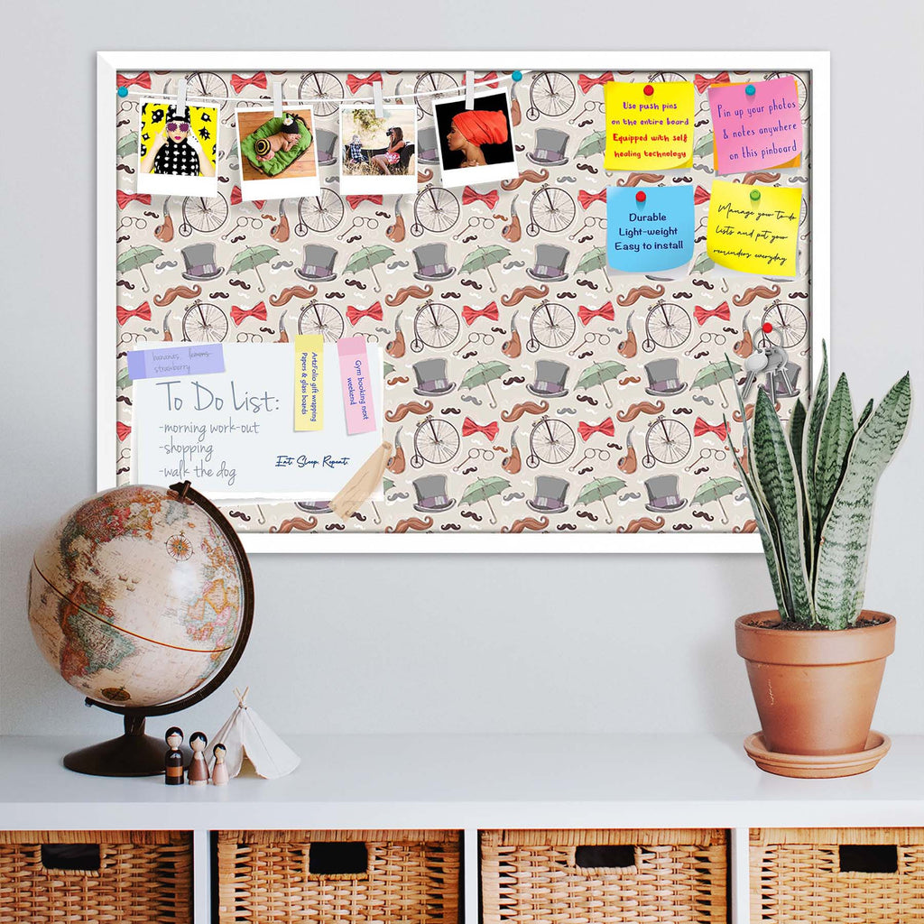 Vintage Retro Objects Bulletin Board Notice Pin Board Soft Board | Framed