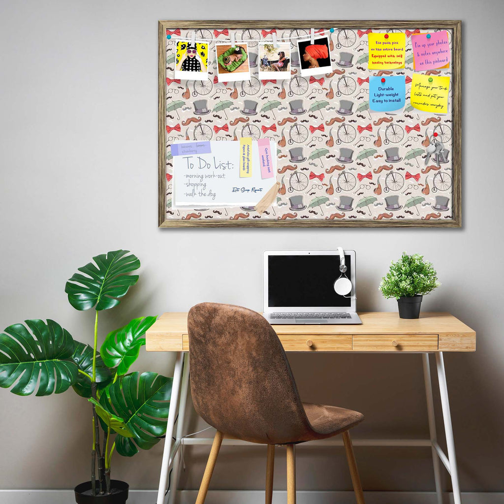 Vintage Retro Objects Bulletin Board Notice Pin Board Soft Board | Framed