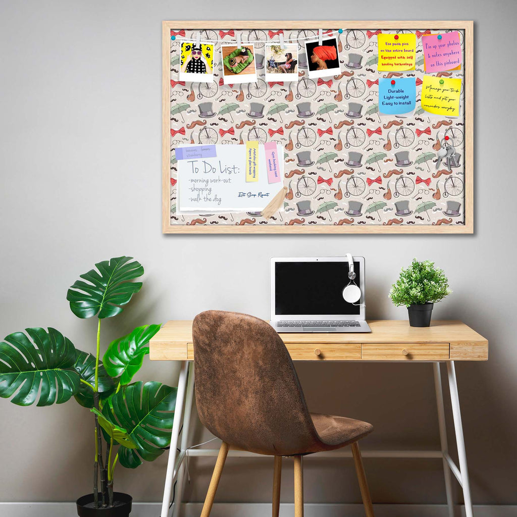 Vintage Retro Objects Bulletin Board Notice Pin Board Soft Board | Framed